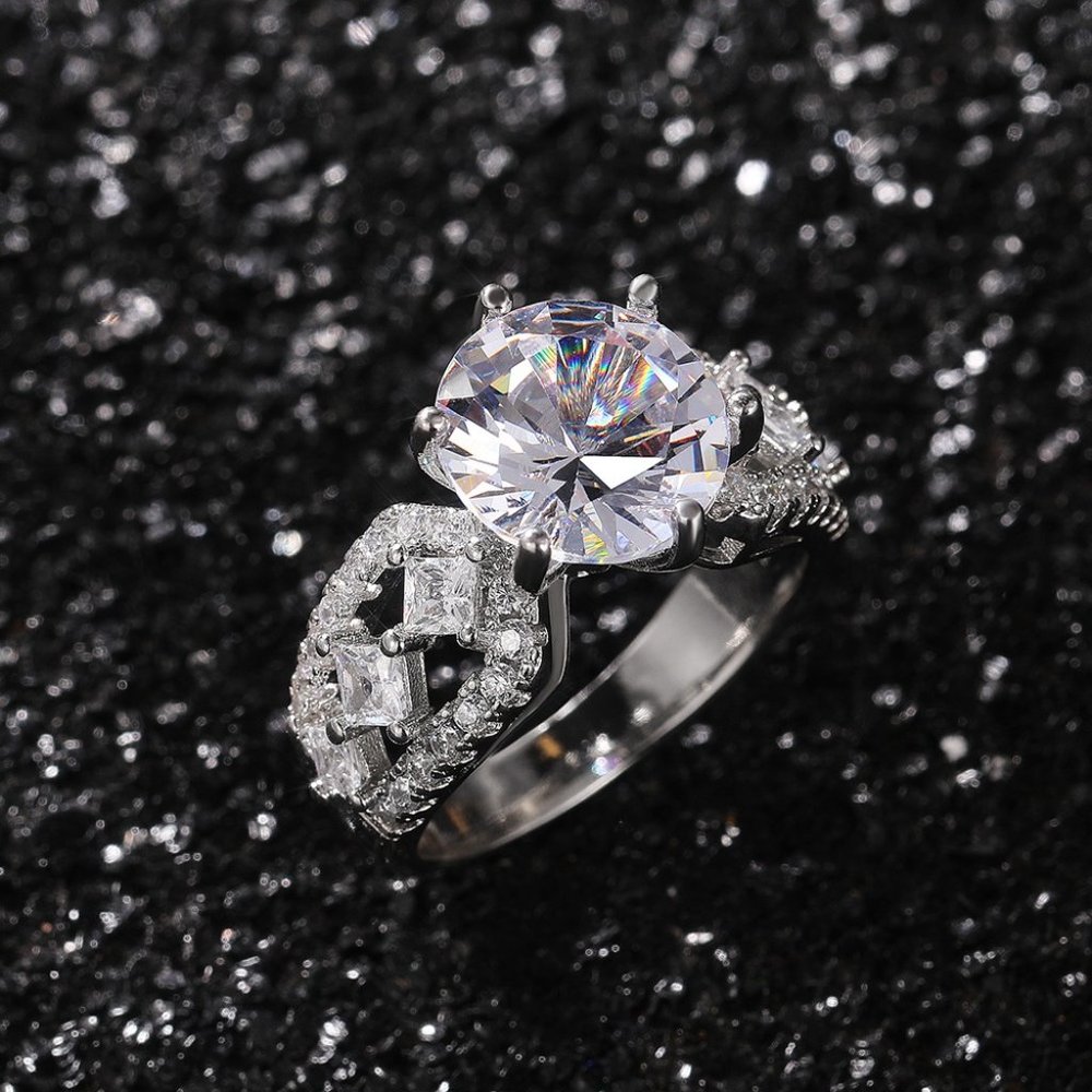 💍Beautiful Hollow Luxury CZ Silver Wedding Promise Ring for Women, K787 - Picture 4 of 9